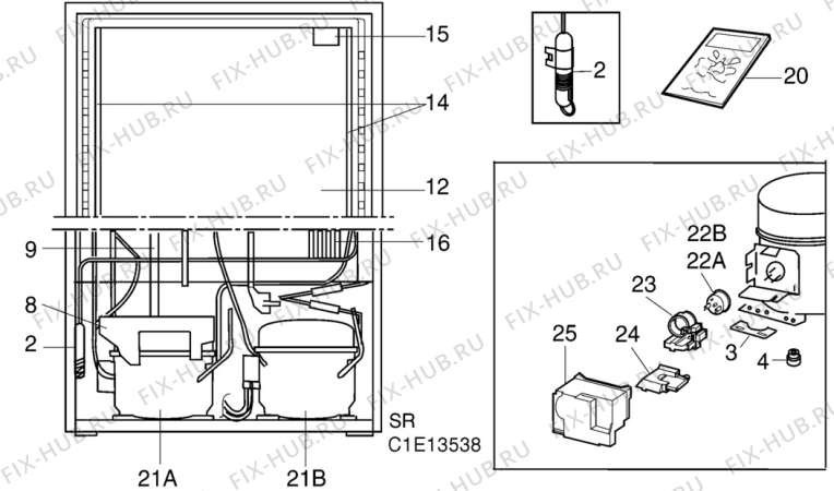 Взрыв-схема холодильника Electrolux ER9096B - Схема узла C10 Cold, users manual